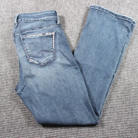 Silver Jeans Elyse Slim Boot Womens W28 L31 Blue Medium Wash Bootcut Stretch - Picture 1 of 9